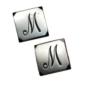 Swank Monogram Initial M Cufflinks Vtg Silver Tone Corpcore Signed
